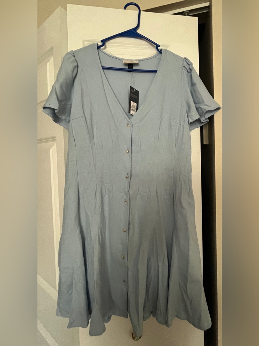 Universal Thread Light Blue Button-Front V-Neck Dress NWT